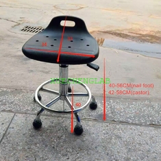 China Portable Lab Gaslift Stool PU Foam Leather Antistatic Chair for Laboratory Use supplier