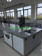 China hot sell stainless lab furniture laboratory workbench stainless steel work table island bench 3000x1500x850mm supplier