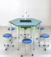 China School Furniture Science Laboratory Hexagonal Student Desk Aluminium Alloy Wood Biology Lab Table supplier
