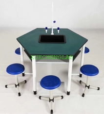 China Alum-alloy Wood Structure School Lab Furniture Hexagonal Laboratory Table Chemistry Lab Student Bench supplier