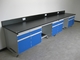 7.2 meters long Lab Table Steel Wood Wall Bench Laboratory Side Workbench supplier
